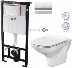 Předstěnový instalační systém s chromovým tlačítkem M1721 + WC CERSANIT CLEANON CARINA + SEDÁTKO (AM101/1120 M1721 CA3)