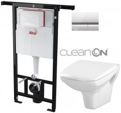 Předstěnový instalační systém s chromovým tlačítkem M1721 + WC CERSANIT CLEANON CARINA  + SEDÁTKO (AM102/1120 M1721 CA1)