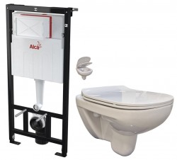 Predstenový inštalačný systém bez tlačidla + WC bez oplachového kruhu Edge + SEDADLO (AM101/1120 X EG1)