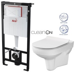 Predstenový inštalačný systém bez tlačidla + WC CERSANIT CITY NEW CLEANON + WC SEDENIE SLIM (AM101/1120 X CI2)