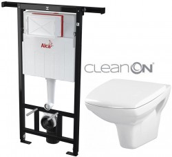 Predstenový inštalačný systém bez tlačidla + WC CERSANIT CLEANON CARINA + SEDADLO (AM102/1120 X CA1)