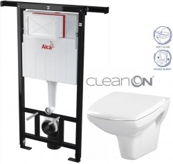 Predstenový inštalačný systém bez tlačidla + WC CERSANIT CLEANON CARINA + SEDADLO (AM102/1120 X CA2)