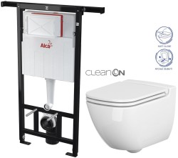 Predstenový inštalačný systém bez tlačidla + WC CERSANIT CLEANON CASPIA + SEDADLO (AM102/1120 X CP1)