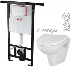 Predstenový inštalačný systém bez tlačidla + WC CERSANIT CLEANON PARVA + SEDADLO (AM102/1120 X PA1)