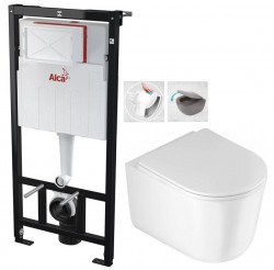 Predstenový inštalačný systém bez tlačidla + WC DEANTE Jasmin so sedadlom RIMLESS (AM101/1120 X JA1)