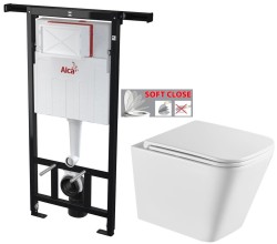 Predstenový inštalačný systém bez tlačidla + WC INVENA FLORINA /VÍROVÉ SPLACH/ WITH SOFT  se sedlem RIMLESS (AM102/1120 X FL1)
