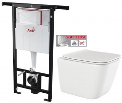 Predstenový inštalačný systém bez tlačidla + WC INVENA PAROS  + SEDADLO (AM102/1120 X RO1)