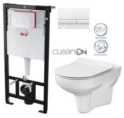 Predstenový inštalačný systém s bielym tlačidlom M1710 + WC CERSANIT CITY NEW CLEANON + WC SEDENIE SLIM (AM101/1120 M1710 CI2)