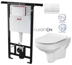 Predstenový inštalačný systém s bielym tlačidlom M1710 + WC CERSANIT CITY NEW CLEANON + WC SEDENIE SLIM (AM102/1120 M1710 CI2)