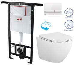 Predstenový inštalačný systém s bielym tlačidlom M1710 + WC CERSANIT DESSE VORTEX + SEDADLO (AM102/1120 M1710 ES1)