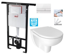 Predstenový inštalačný systém s bielym tlačidlom M1710 + WC JIKA LYRA PLUS RIMLESS + SEDADLO duraplastu SLOWCLOSE (AM102/1120 M1710 LY2)