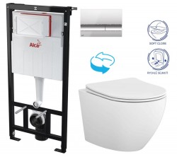 Predstenový inštalačný systém s chrómovým tlačidlom M1721 + WC CERSANIT DESSE VORTEX + SEDADLO (AM101/1120 M1721 ES1)