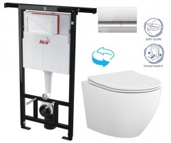 Predstenový inštalačný systém s chrómovým tlačidlom M1721 + WC CERSANIT DESSE VORTEX + SEDADLO (AM102/1120 M1721 ES1)