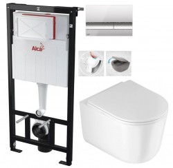 Predstenový inštalačný systém s chrómovým tlačidlom M1721 + WC DEANTE Jasmin so sedadlom RIMLESS (AM101/1120 M1721 JA1)