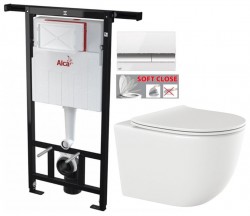 Predstenový inštalačný systém s chrómovým tlačidlom M1721 + WC INVENA TINOS  + SEDADLO (AM102/1120 M1721 NO1)