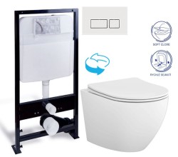 PRIM - Predstenový inštalačný systém s bielym tlačidlom 20/0042+ WC CERSANIT DESSE VORTEX + SEDADLO (PRIM_20/0026 42 ES1)