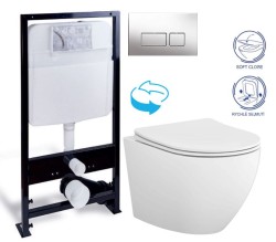 PRIM - Predstenový inštalačný systém s chrómovým tlačidlom 20/0041+ WC CERSANIT DESSE VORTEX /VÍROVÉ SPLACH/  + SEDADLO (PRIM_20/0026 41 ES1)