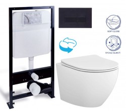 PRIM predstenový inštalačný systém s čiernym tlačidlom 20/0044+ WC CERSANIT DESSE VORTEX + SEDADLO (PRIM_20/0026 44 ES1)