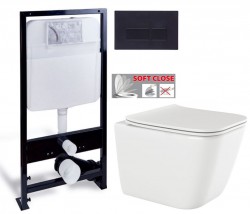 PRIM predstenový inštalačný systém s čiernym tlačidlom 20/0044+ WC INVENA PAROS  + SEDADLO (PRIM_20/0026 44 RO1)
