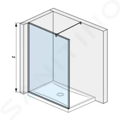 Pure Sklenená stena bočná 120 cm na sprchovú vaničku 120 cmx80 cm a 120 cm x 90 cm, s úpravou Jika Perla Glass, 1200 mm x 200 mm x 2000 mm (H2674230026681)