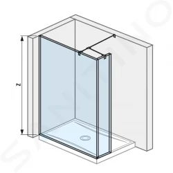 Pure Sklenená stena bočná 120 cm na sprchovú vaničku 120 cmx80 cm a 120 cm x 90 cm, s úpravou Jika Perla Glass, 1200 mm x 200 mm x 2000 mm (H2674260026681)