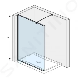 Pure Sklenená stena bočná 130 cm na sprchovú vaničku 130 cmx80 cm a 130 cmx90 cm, s úpravou Jika Perla Glass, 1300 mm x 200 mm x 2000 mm (H2674240026681)