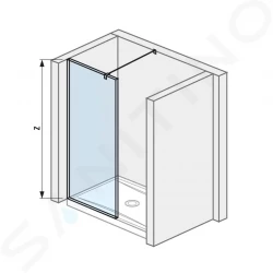 Pure Sklenená stena bočná 880 mm na sprchovú vaničku 90 cmx90 cm s úpravou Jika Perla Glass, 900 mm x 200 mm x 2000 mm (H2694270026681)