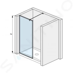 Pure Sklenená stena bočná 980 mm na sprchovú vaničku 100 cmx80 cm s úpravou Jika Perla Glass, 1000 mm x 200 mm x 2000 mm (H2694280026681)