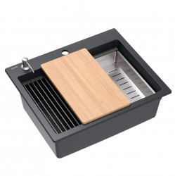 Quadron - Granitový drez KURT 110 WORKSTATION Black Dotted (ZLE-09010)