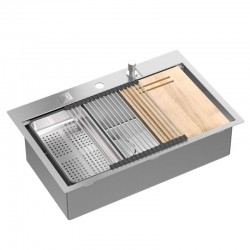 Quadron - Oceľový drez BURT 110 WORKSTATION BRUSH NICKEL (ZLE-09014)