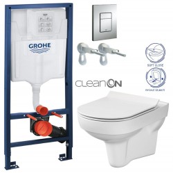 Rapid SL pre závesné WC 38528SET s chrómovou doskou + WC CERSANIT CITY NEW CLEANON + WC SEDENIE SLIM (38772001 CI2)