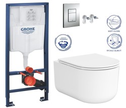 Rapid SL pre závesné WC 38528SET s chrómovou doskou + WC CERSANIT INTRO PRO OVAL /vírivé splachovanie/ + sedadlo (38772001 IR1)