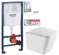 Rapid SL pre závesné WC 38528SET s chrómovou doskou + WC INVENA FLORINA /VÍROVÉ SPLACH/ WITH SOFT  se sedlem RIMLESS (38772001 FL1)