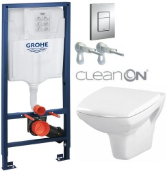 Rapid SL pro závěsné WC 38528SET s chromovou deskou + WC CERSANIT CLEANON CARINA  + SEDÁTKO (38772001 CA1)