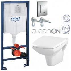 Rapid SL pro závěsné WC 38528SET s chromovou deskou + WC CERSANIT CLEANON CARINA + SEDÁTKO (38772001 CA2)