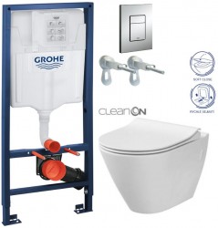 Rapid SL pro závěsné WC 38528SET s chromovou deskou + WC CERSANIT CLEANON CITY (38772001 CI1)