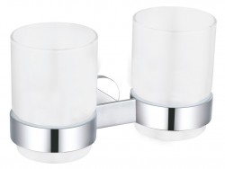 RAV Slezák - Dvojitý držiak kefiek sklo, Farba: chróm / biela (YUA0202CB)