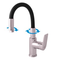 RAV Slezák - Vodovodná batéria umývadlová s flexibilným ramienkom s dvojpolohovým perlátorom, Farba: chróm / čierna, Rozmer: 1/2'' (CO119.5/16)