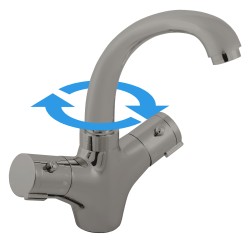 RAV Slezák - Vodovodná batéria umývadlová TERMOSTATICKÁ - Metal grey - kartáčovaná, Farba: METAL GREY - kartáčovaná , Rozmer: 3/8'' (TRM26.0MGK)