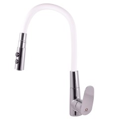 RAV Slezák - Vodovodné batérie drezová s flexibilným ramienkom so sprchou AMUR, Farba: chróm / biela, Rozmer: 3/8 '' AM719.0 / 12B