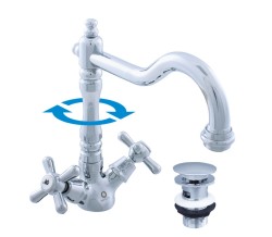 RAV Slezák - Vodovodné batérie umývadlová s výpustom click-clack MORAVA RETRO, Farba: chróm, Rozmer: 1/2 '' MK121.5 / 8