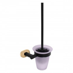 RAV Slezák - WC kefa, miska čierna matná/zlato Kúpeľňový doplnok YUKON, Farba: čierna matná/zlato (YUA0500CMATZ)