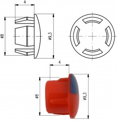 RAV Slezák - Značenie na rúčku, Farba: plast - červená / modrá - 2 ks, Rozmer: ⌀8 (SD0161-1)