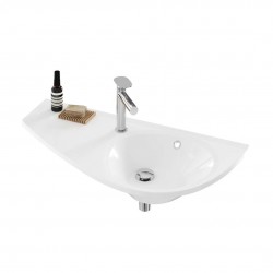 RAVAK - Avocado Umývadlo, 85x45 cm, s prepadom, s otvorom na batériu, odkladacia plocha vľavo, biela (XJ1L1100000)