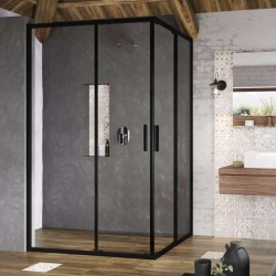 RAVAK - Blix Slim Sprchové dvere, 80x195 cm, černá/čiré sklo (X1XM40300Z1)