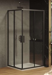 RAVAK - Blix Sprchový kút Slim BLSRV2-90, 90x90 cm, čierna/číre sklo (X1LM70300Z1)