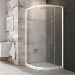 RAVAK - Blix Štvrťkruhový sprchovací kút posuvný štvordielny BLCP4, 775 mm – 795 mmx775 mm – 795 mm – farba biela, sklo grape (3B240100ZG)