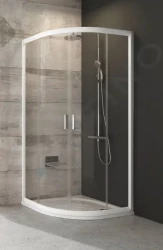 RAVAK - Blix Štvrťkruhový sprchovací kút posuvný štvordielny BLCP4-90, šírka 875 mm – 895 mmx875 mm – 895 mm, rádius 500 mm – farba biela, sklo transparent (3B270100Z1)