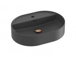 RAVAK - Ceramic Umývadlo na dosku 55x40 cm, s prepadom, otvor na batériu, antracit (XJX03155001)
