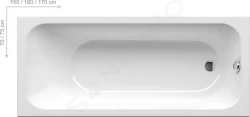 RAVAK - Chrome Obdĺžniková vaňa 1500x700 mm, biela (C721000000)